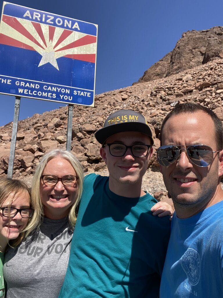 Arizona Family Selfie on Epic Family Road Trip to Hoover Dam