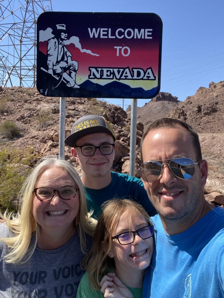 Nevada Family Selfie at Hoover Dam on the Epic Family Road Trip