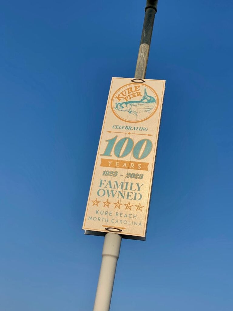 Kure Beach Pier centennial sign